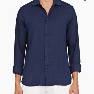 Orlebar Brown Giles Smart Linen CU Navy Shirt